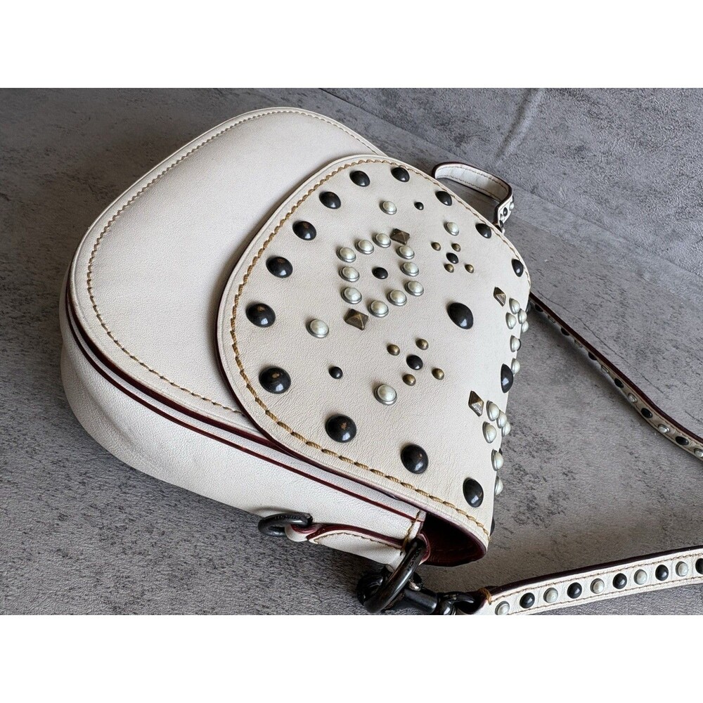 Coach 1941 Saddle 17 With Western Rivets in White/ Chalk Leather Crossbody Bag - Picture 6 of 8